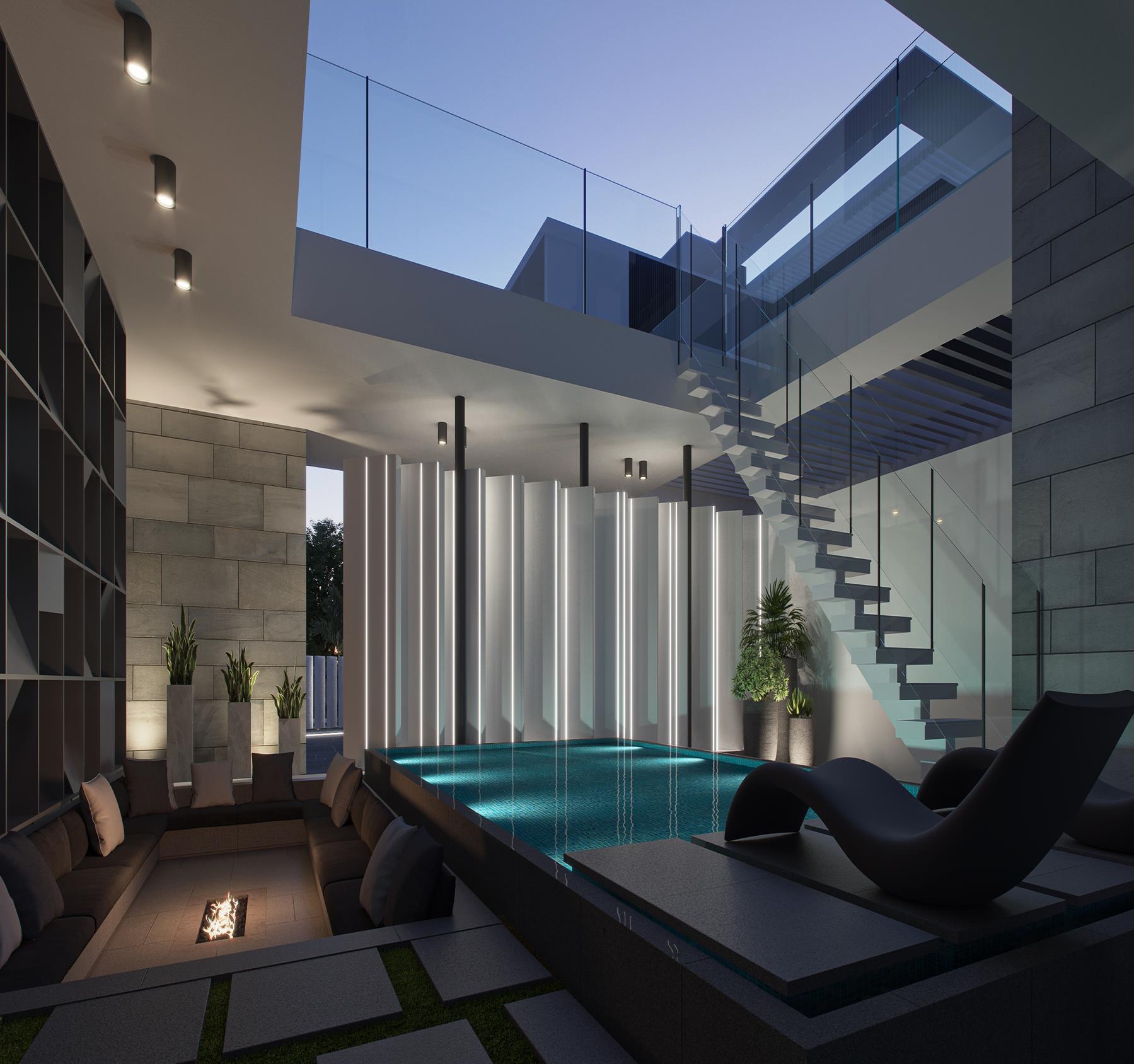 De Campania — interior courtyard and pool